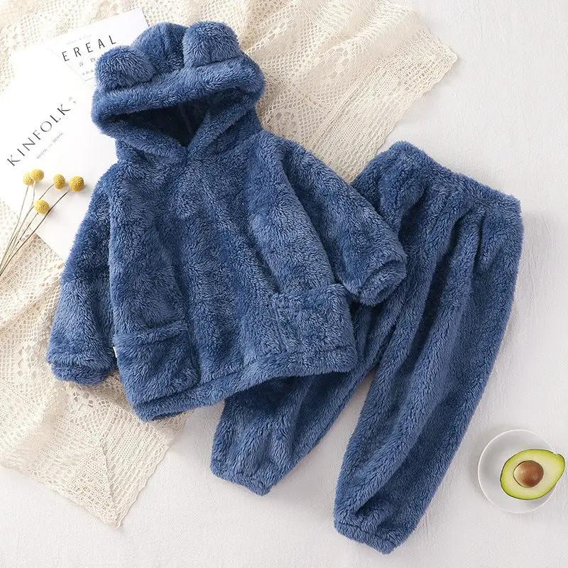 Children's Pajamas New Autumn Winter Bear Home Wear Set for Toddlers, Cute Outerwear Warm Clothing, High-End Kids Robe by Oz-Direct.com