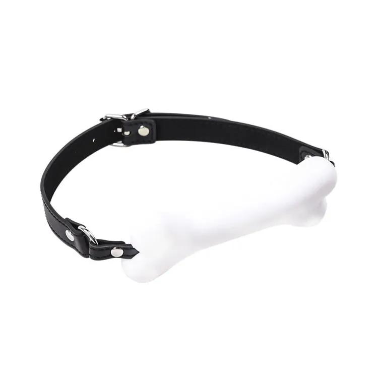 Female Dog Slave Bone Shape Mouth Ball Alternative Sex Toy White Leather Mouth Ball by Oz-Direct.com