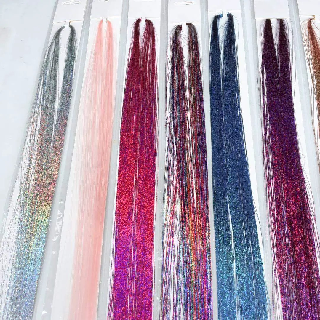 100cm Silk Stripe Colorful Gold Hair Extension Laser Silk Wig Party Silk by Oz-Direct.com