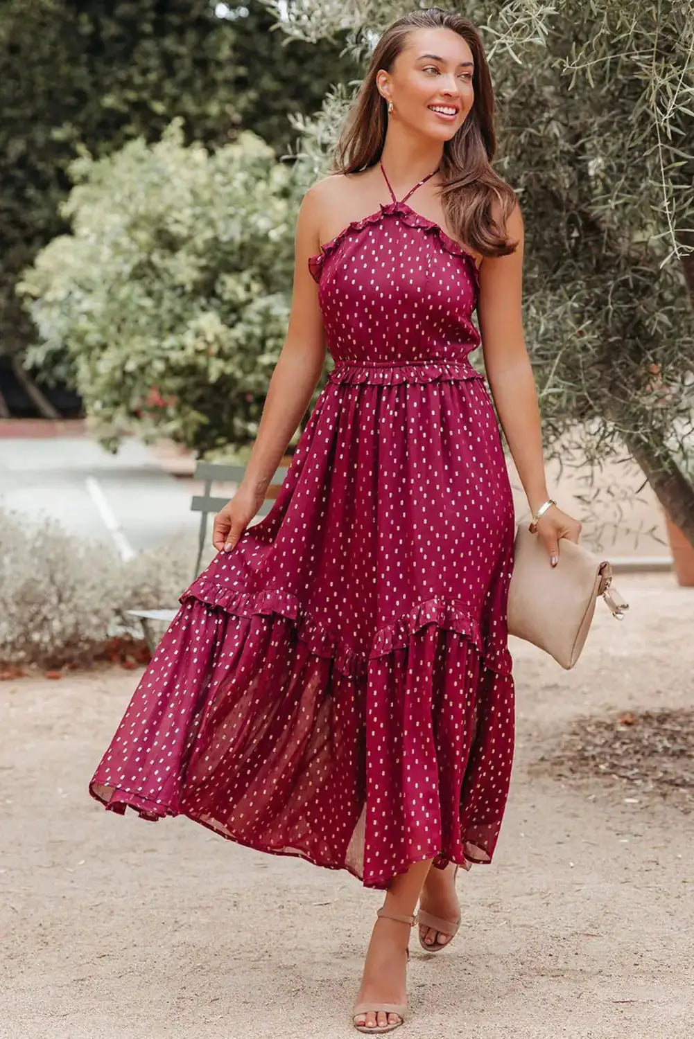 Red Polka Dot Long Dress by Oz-Direct.com