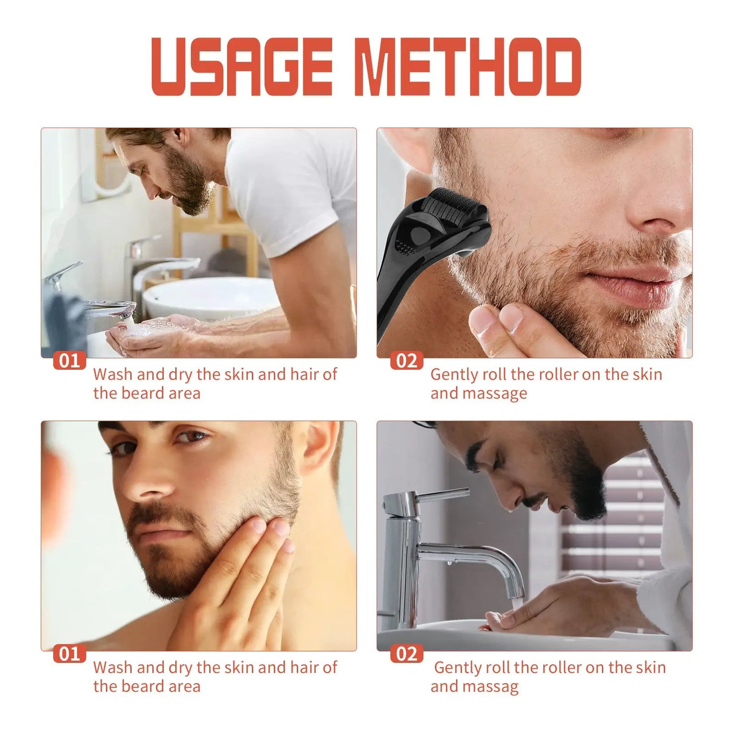 Beard Bushy Roller, Strong Root Moistens Soft Light For Men Nourishing Bushy Growing Beard Comb by eprolo