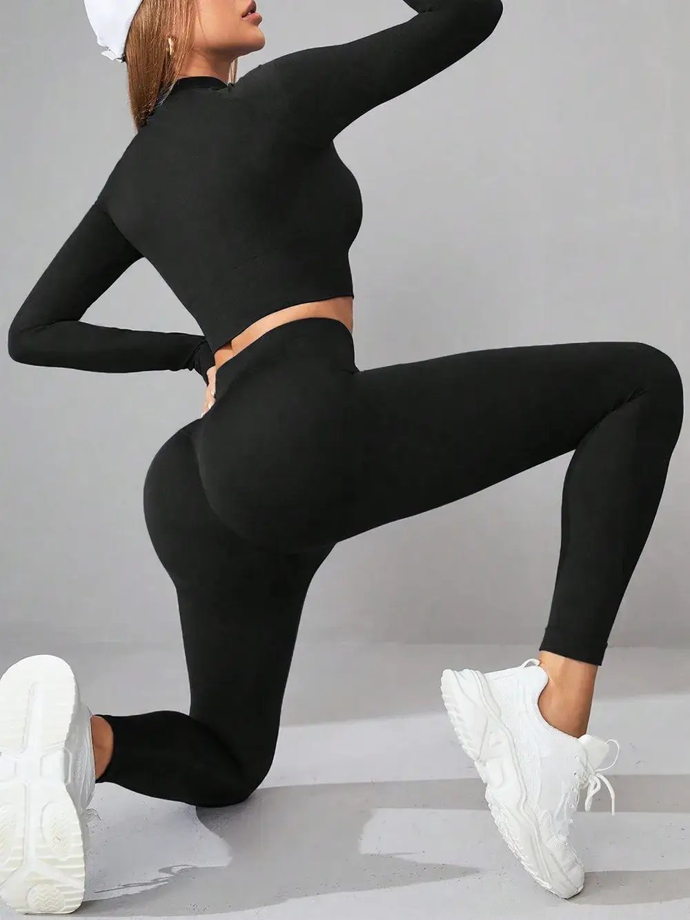 Neck Long Sleeve Top and Leggings Active Set by Oz-Direct.com