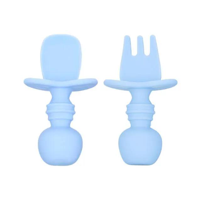 Children's Tableware Baby Dishes Set Silicone Fork Spoon Set by Oz-Direct.com