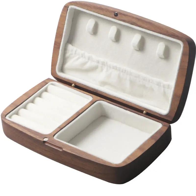 Black Walnut Wood Jewelry Box Storage Box Exquisite High-End Travel Hanging Necklace Earrings Ring Portable Jewelry Box by Oz-Direct.com