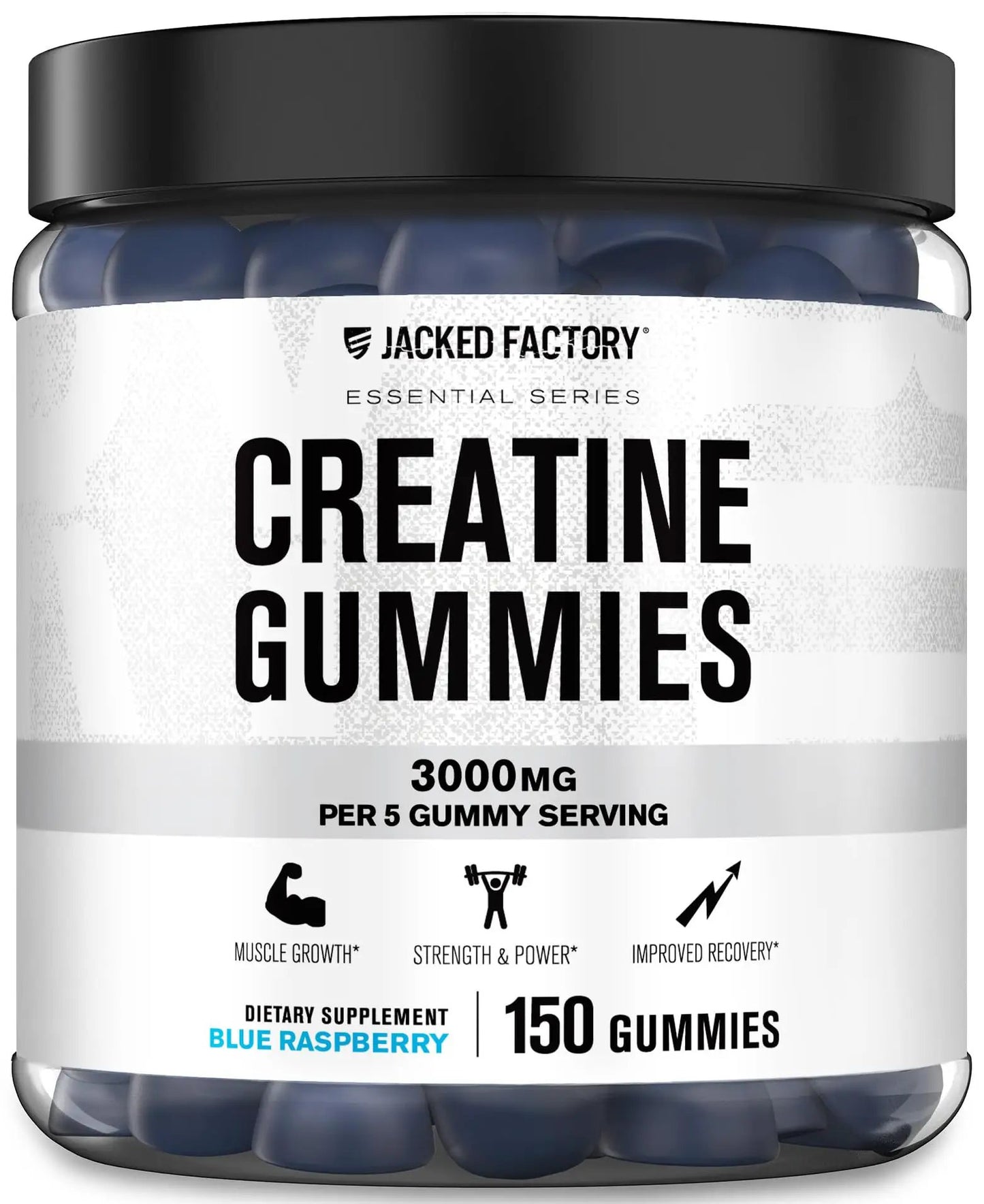 Jacked Factory Creatine Monohydrate Gummies (3g per 5 Gummies) - Creatine Gummies for Muscle Growth Strength Enhanced Energy & Improved Athletic Performance - 150 Gummies Blue Raspberry by Oz-Direct.com