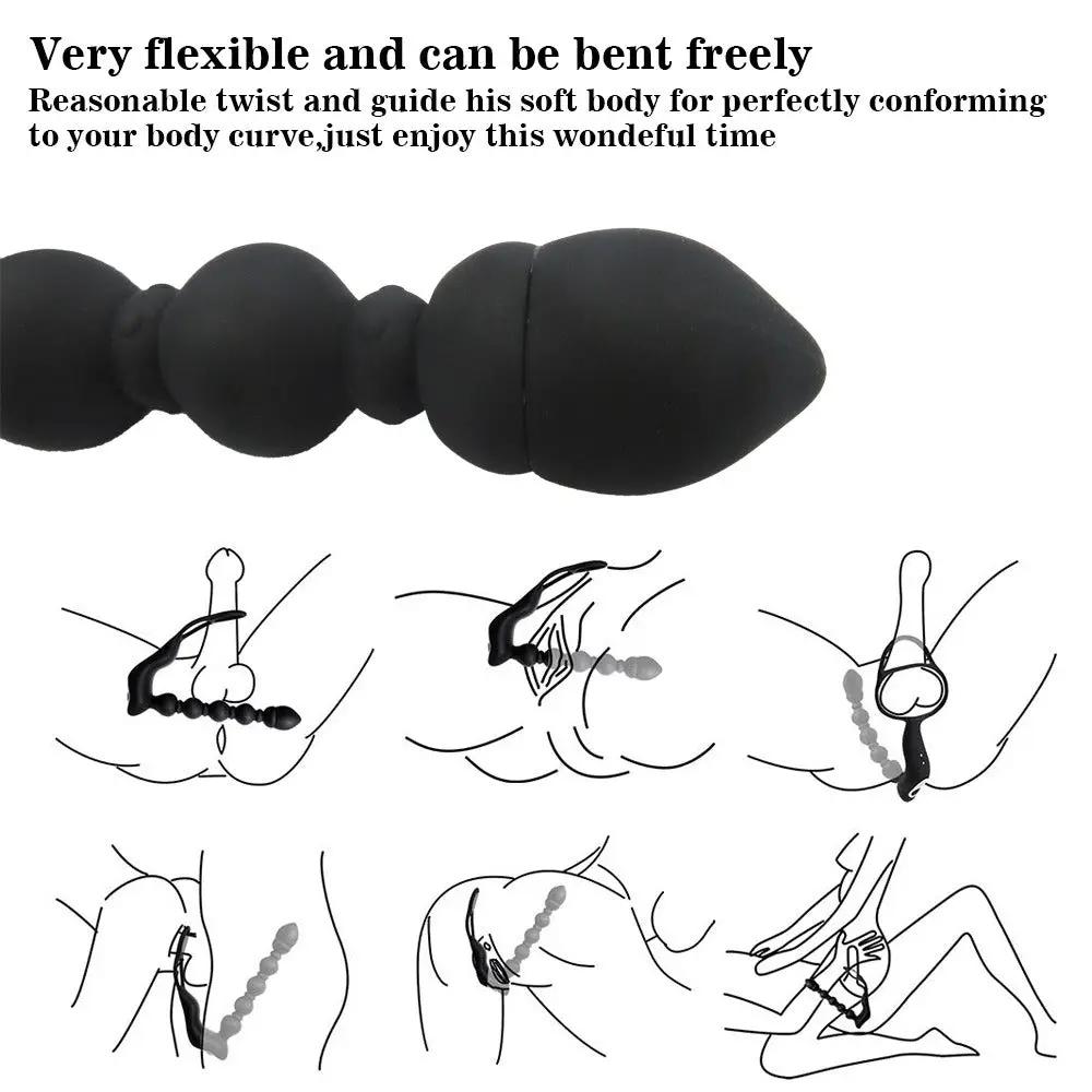 Male Posterior Anal Plug Pull Bead Vibrator Posterior Stimulation Massager Strong Shock Masturbator Adult Products by Oz-Direct.com