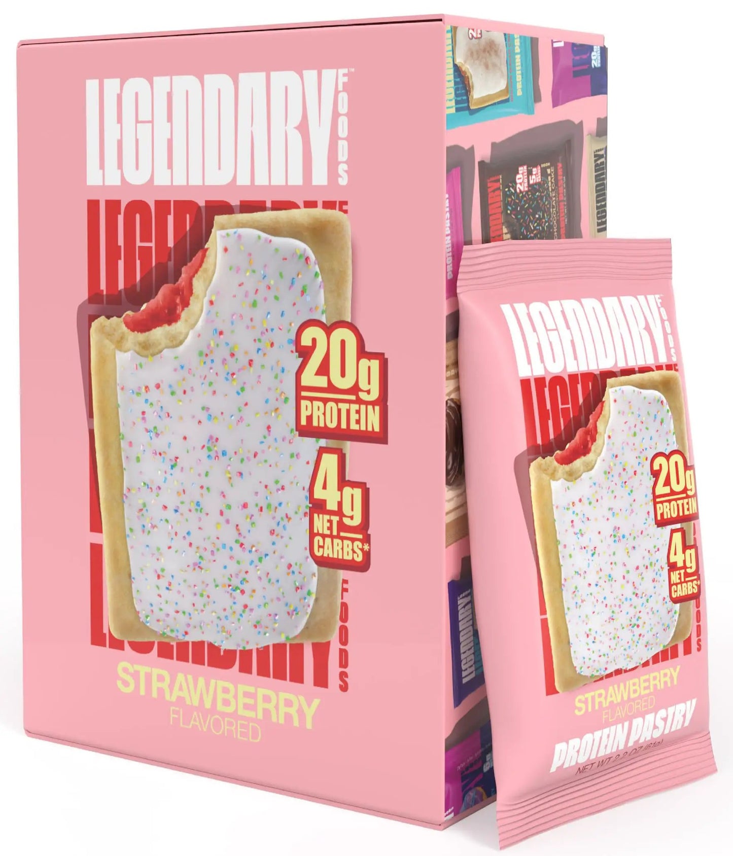 Legendary Foods 20 gr Protein Pastry- Low Carb Tasty Protein Bar Alternative Keto Friendly No Sugar Added High Protein Snacks Gluten Free Breakfast Keto Food - Strawberry (8-Pack) by Oz-Direct.com