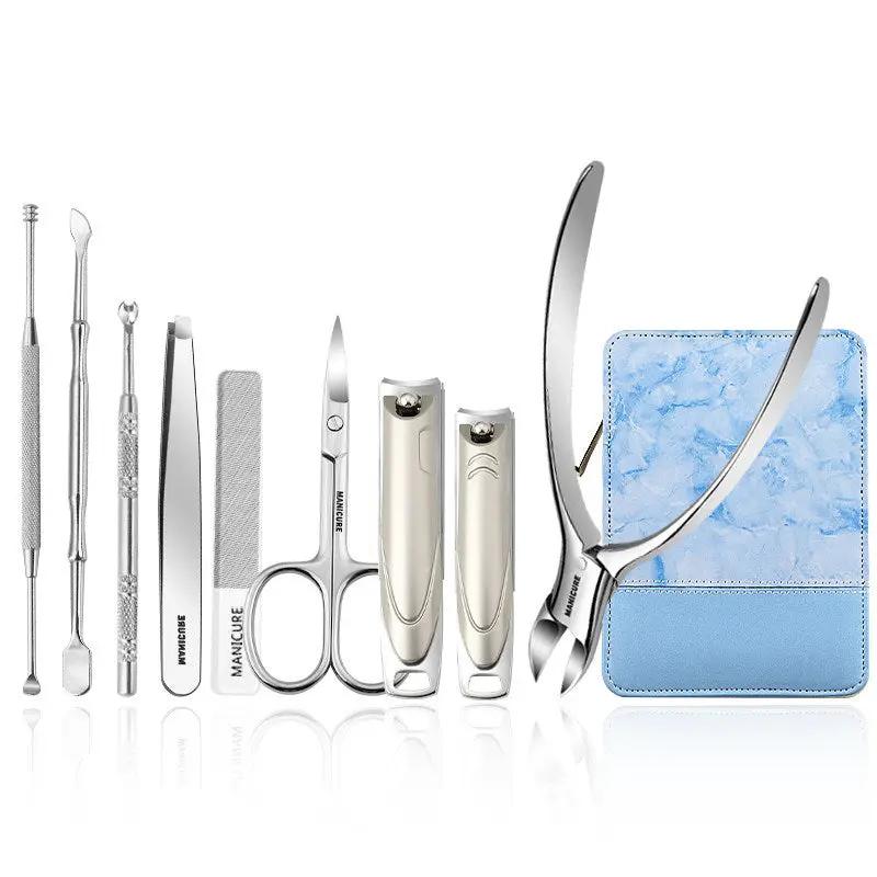 9 Pieces Nail Clippers Set Anti-Splash Large Nail Clippers Nail Groove Olecranon Nail File Eyebrow Trimmer Manicure Manicure Full Set by Oz-Direct.com
