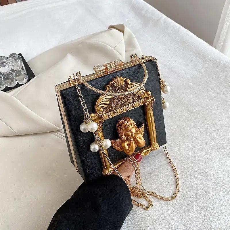 Retro Angel Flower Handheld Chain Bag, Unique One Shoulder Crossbody Bag by Oz-Direct.com
