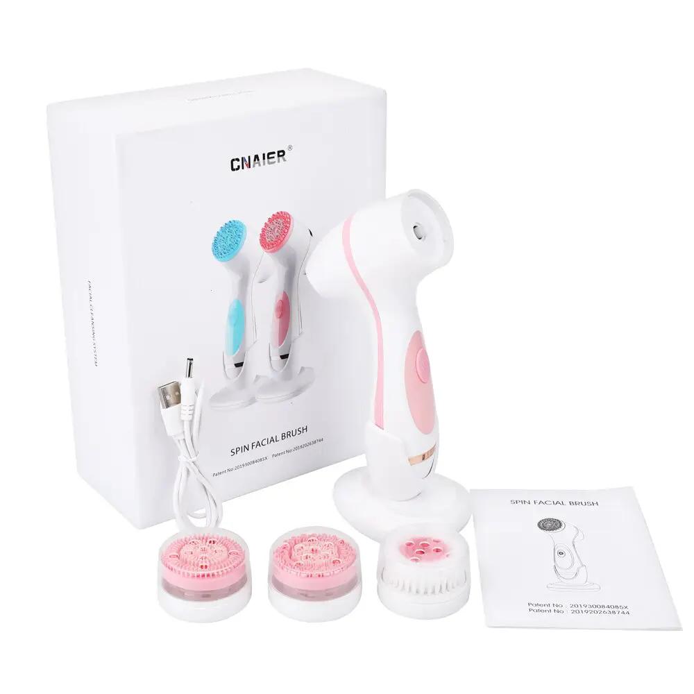 3 Heads Sonic Facial Cleansing Brush Silicone Face Wash Brush Blackhead Removal Acne Pore Cleanser Deep Facial Cleansing Machine by Oz-Direct.com