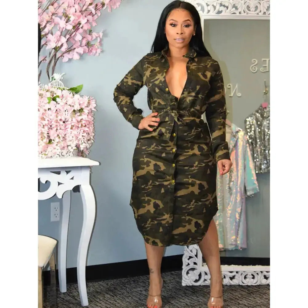 Asymmetric Casual Camo Dress by Oz-Direct.com