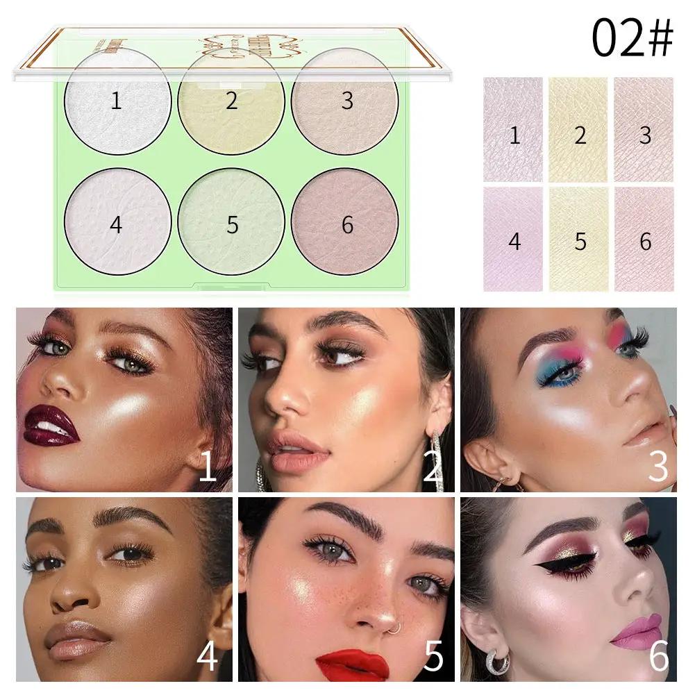 Romantic Beauty 6-Color Highlighter Pearl Brightening Repair Palette Makeup Face Repair Glitter by Oz-Direct.com