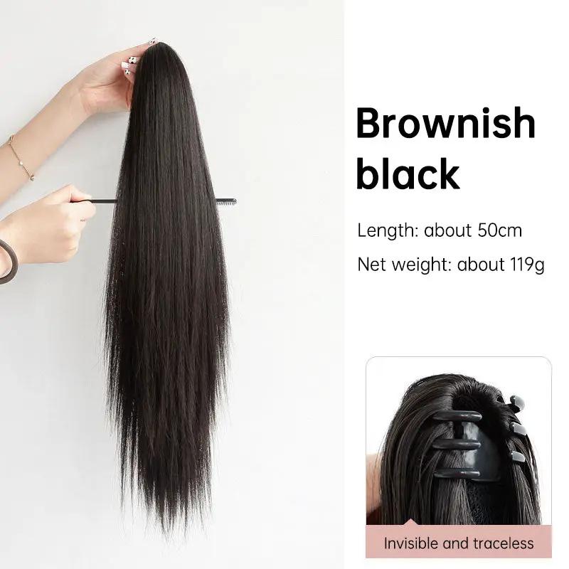 Grab clip ponytail wig female straight hair ponytail mini small grab clip ponytail long straight hair chemical fiber wig high ponytail by Oz-Direct.com