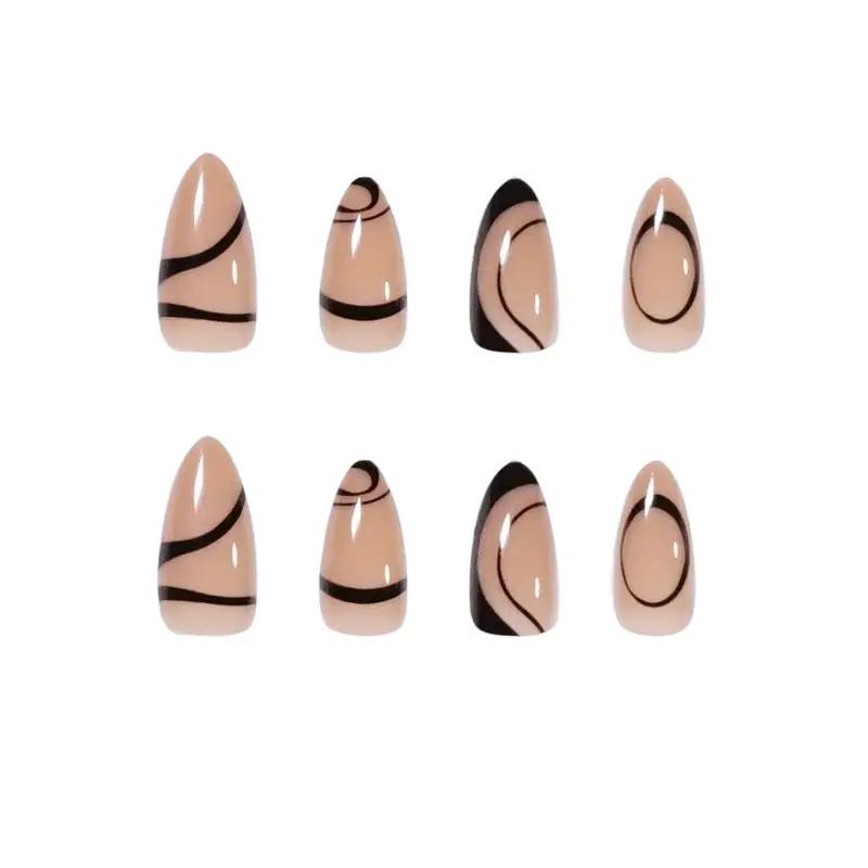 Nordic Style Wearing a Simple Nail Patch Line Manicure Patch French Manicure Press On Nails by Oz-Direct.com