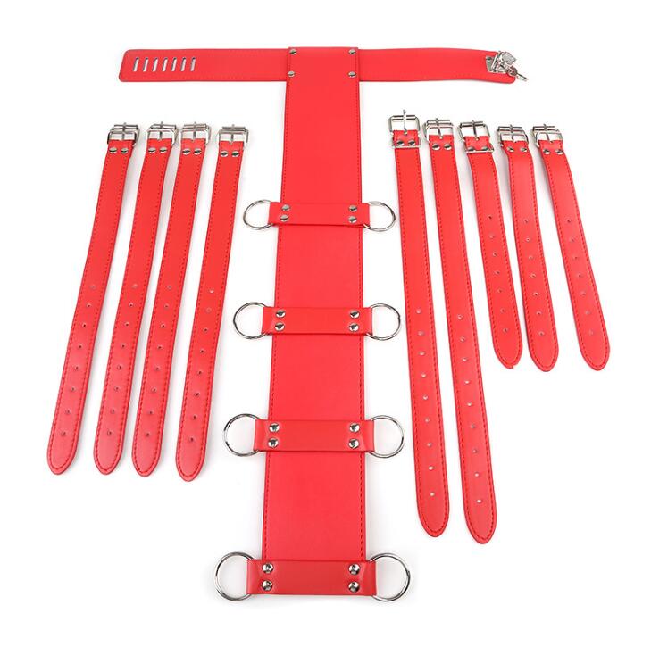 Fetish Slave Harness Bondage Straps Neck Collar handcuffs Restraint Arms Wrist Cuffs