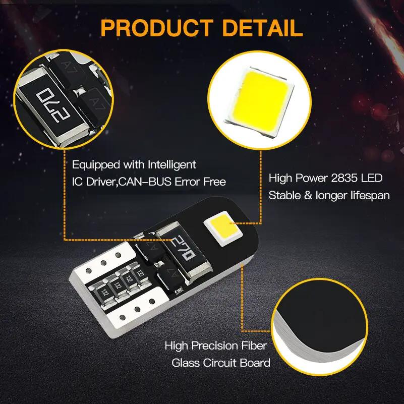 10Pcs W5W T10 LED Canbus Light Bulbs for Audi BMW VW Mercedes Car Interior Dome Light Trunk Lamp Parking Lights Error Free 12V by Oz-Direct.com