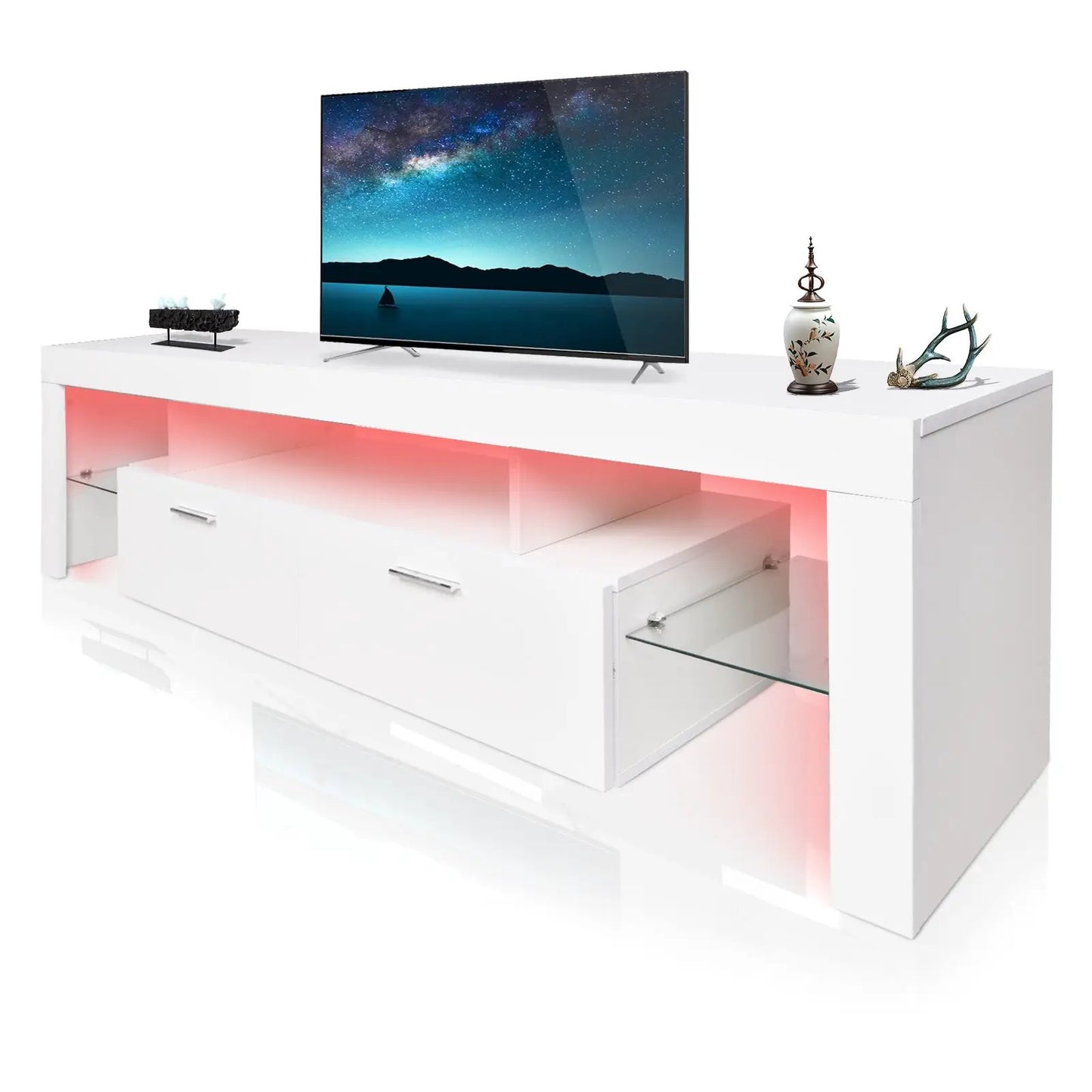 LED TV stand modern TV stand with storage Entertainment Center with drawer TV cabinet for Up to 75 inch for Gaming Living Room B by Oz-Direct.com