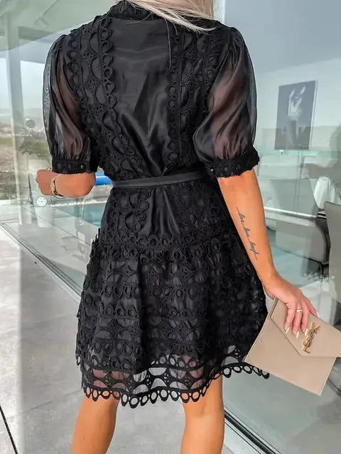 Patchwork Lace Elegant Mini Dress by Oz-Direct.com