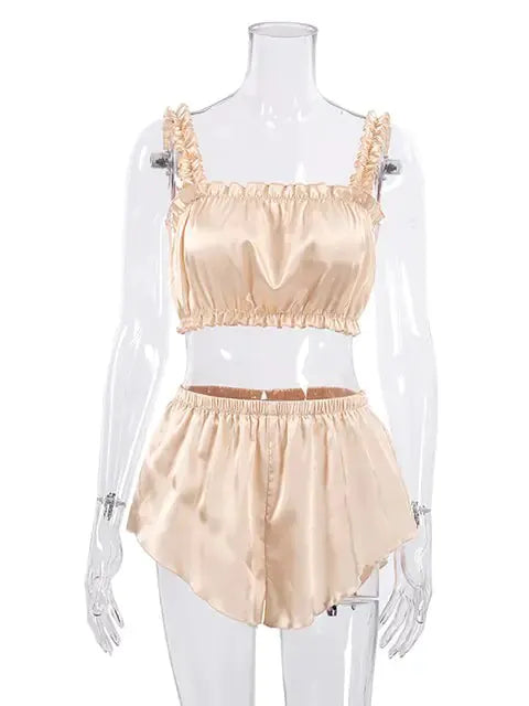 Restve 2 Pieces Set Ruffle Spaghetti Strap by Oz-Direct.com