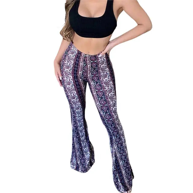 Women's Flare Ethnic Print Pants by Oz-Direct.com