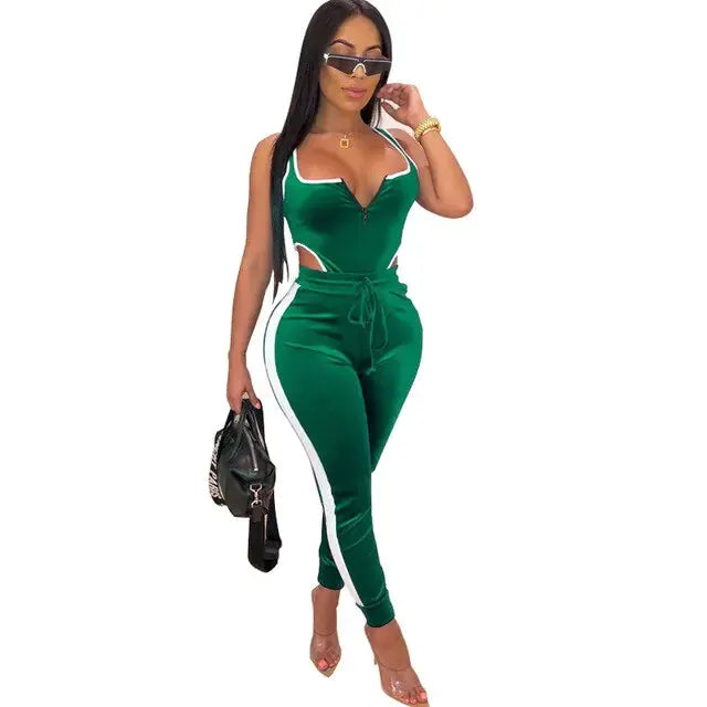 Velvet Bodysuit Pencil Pants Set by Oz-Direct.com