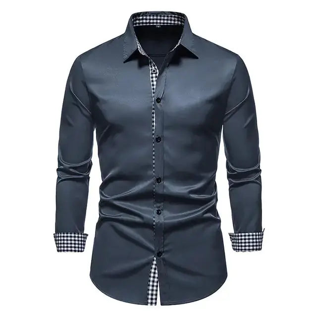 Plaid Patchwork Formal Shirts for Men by Oz-Direct.com