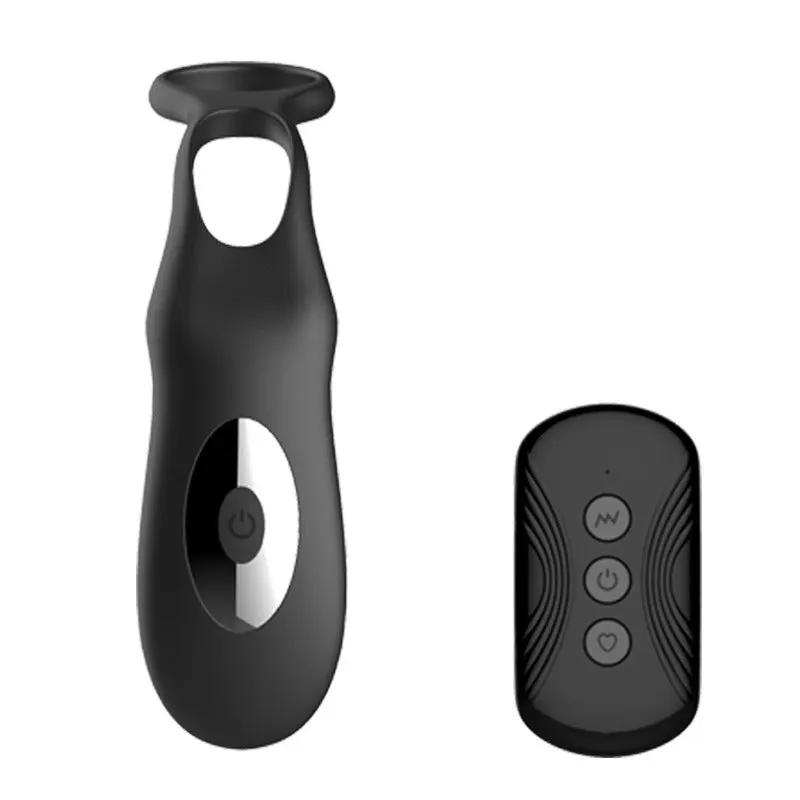 Telescopic Double Ring Sperm Locking Vestibule Prostate Massager 10 Band Male Wireless Remote Control Vibrator by Oz-Direct.com