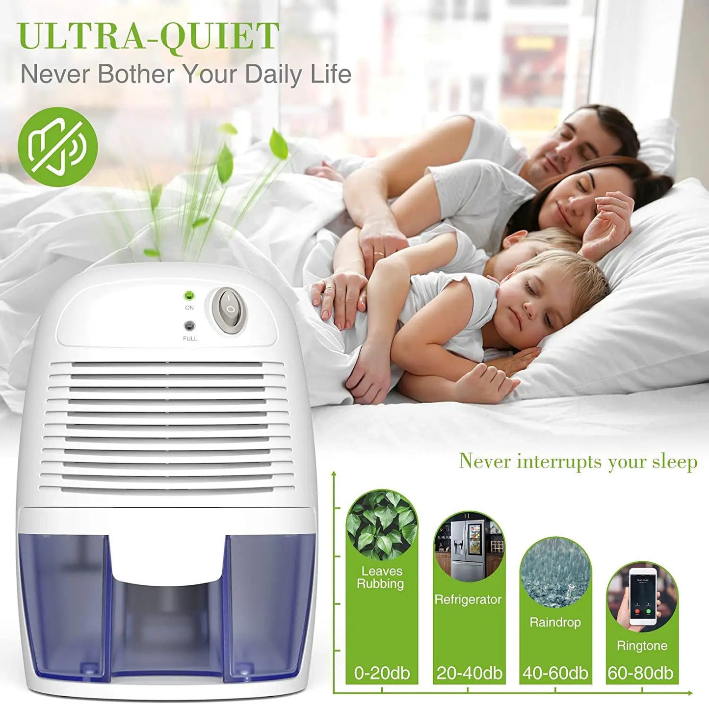 9V/USB Mini Dehumidifier Small Dehumidifier Small Mute White Household Dehumidifier by Oz-Direct.com