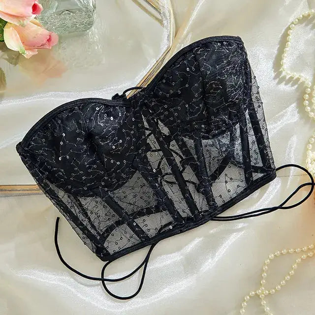 Sexy Corset Bustier Mesh Bralet by Oz-Direct.com