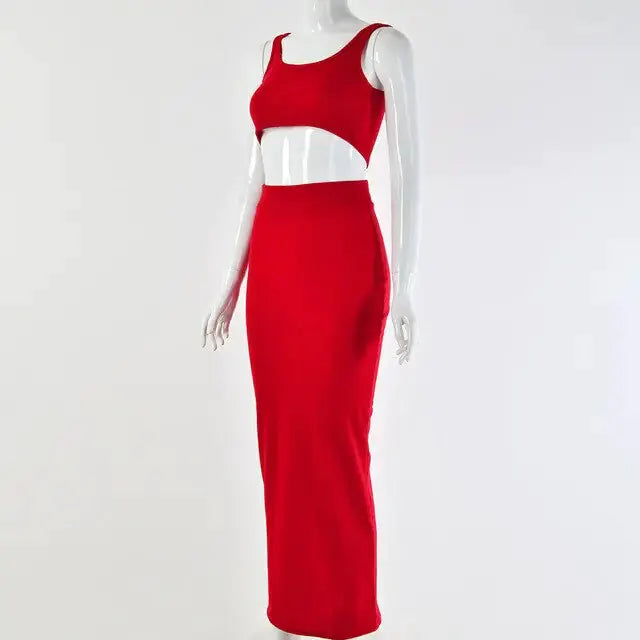 Neon Color Sexy Ribbed Dress Set by Oz-Direct.com