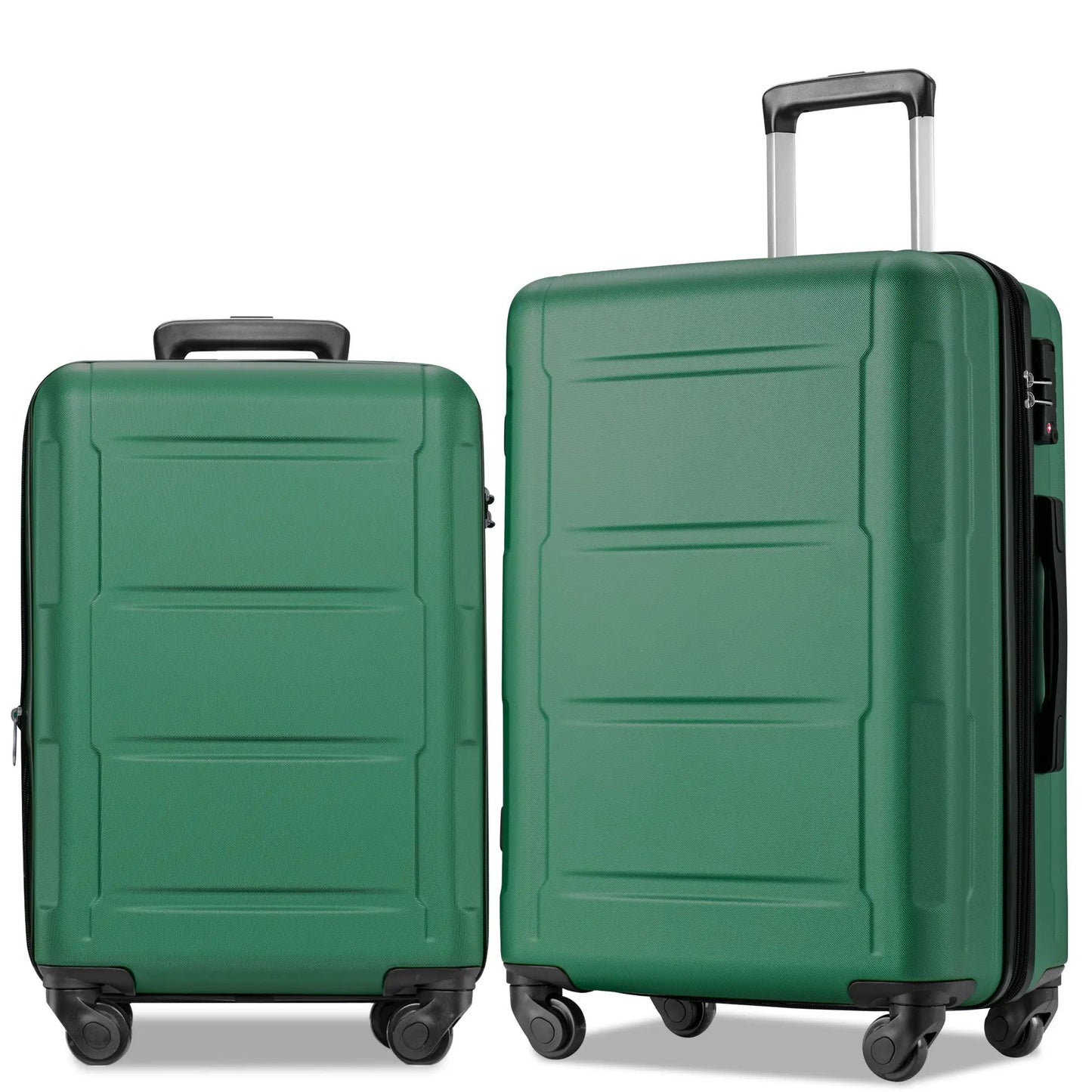 Expanable Spinner Wheel 2 Piece Luggage Set ABS Lightweight Suitcase with TSA Lock 20inch+24inch Green + Plastic by Oz-Direct.com