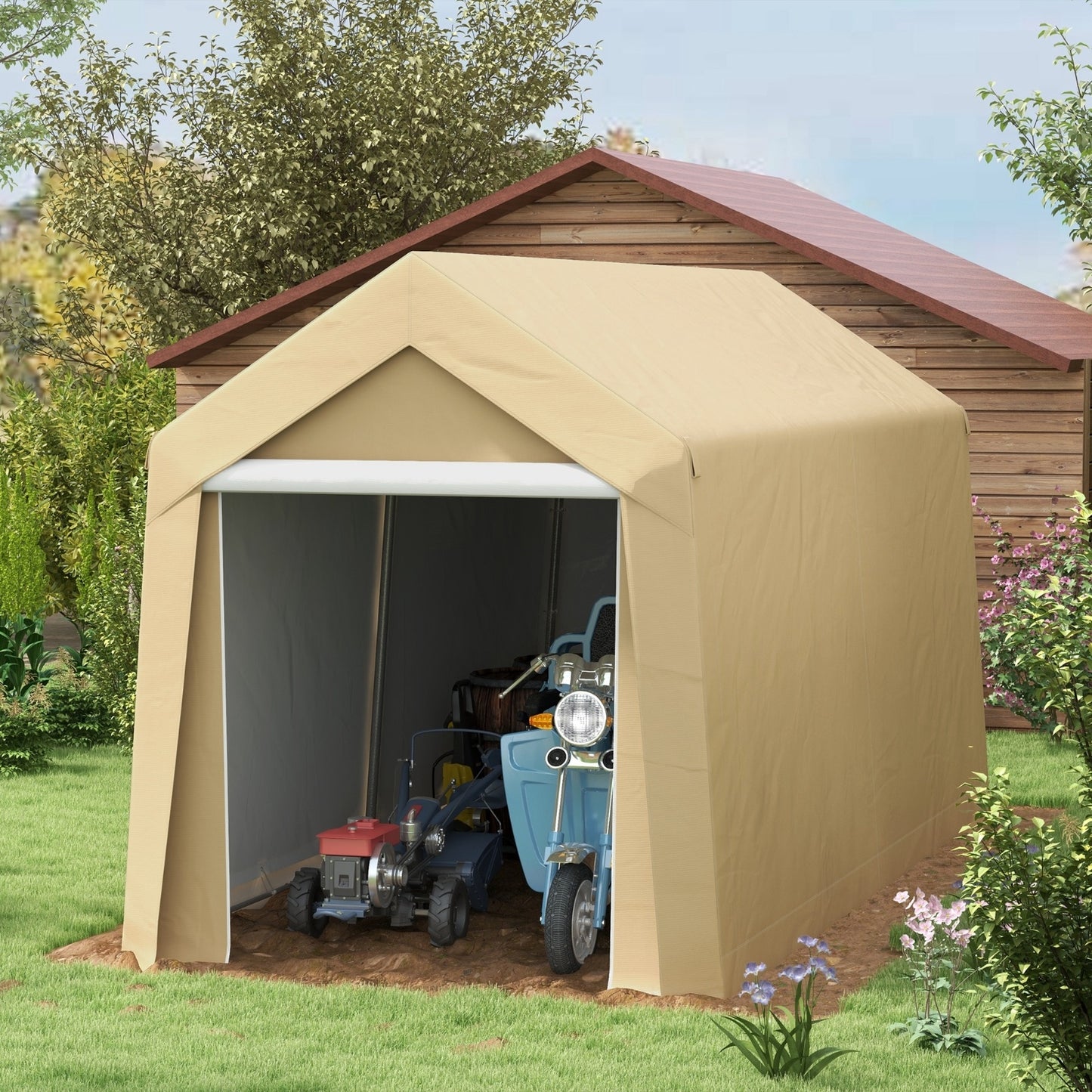 Outsunny 7' X 12' Garden Storage Tent, Heavy Duty Outdoor Shed, Waterproof Portable Shed Storage She