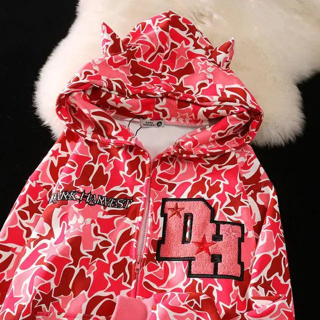 Embroidery Cool Camouflage Zip Up Hoodie Jackets by Oz-Direct.com