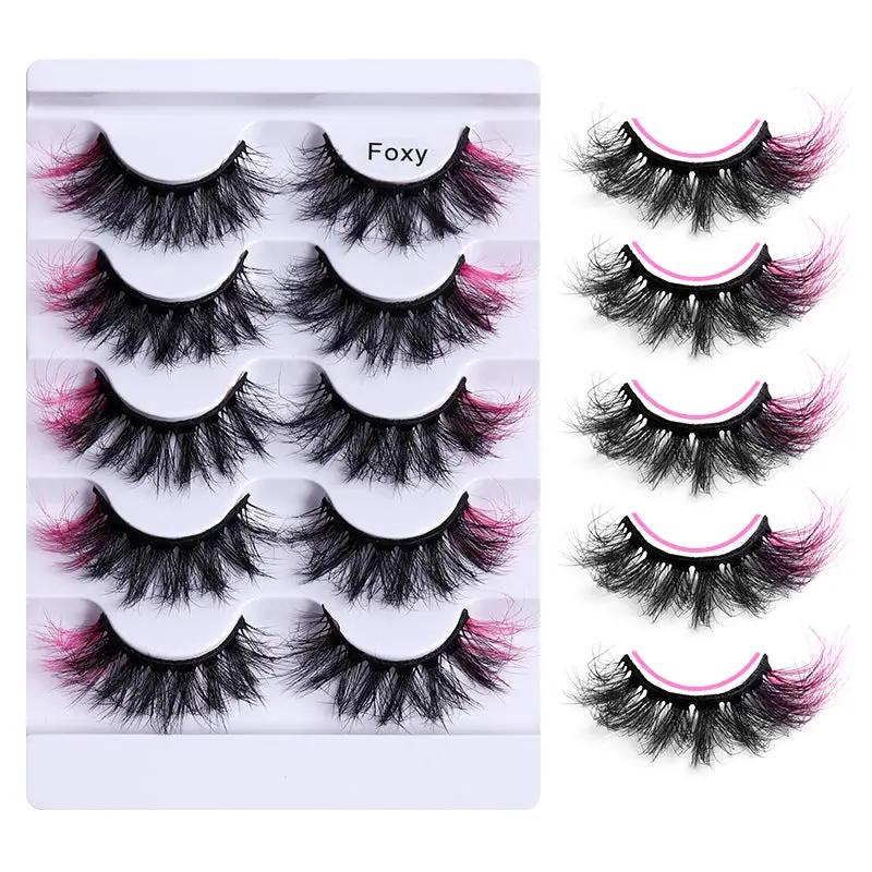 5 Pairs Of Colorful Fried False Eyelashes Multi Layer Thick Cross Mink Like Eyelashes by Oz-Direct.com