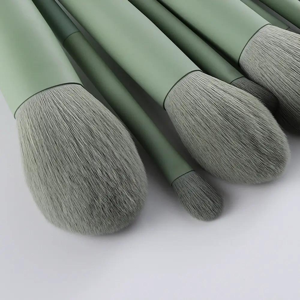 11pcs Natural Hair Green Makeup Brushes Foundation Powder Eyeshadow Eyebrow Brush Set Cosmetic Tools by Oz-Direct.com