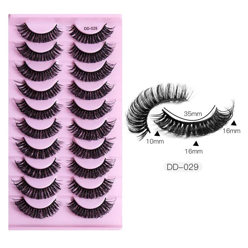 New DD Russian Large Roll Grafting Free False Eyelashes 10 Pairs Of Multi-Layer Thick Cross Mink Like Eyelashes by Oz-Direct.com