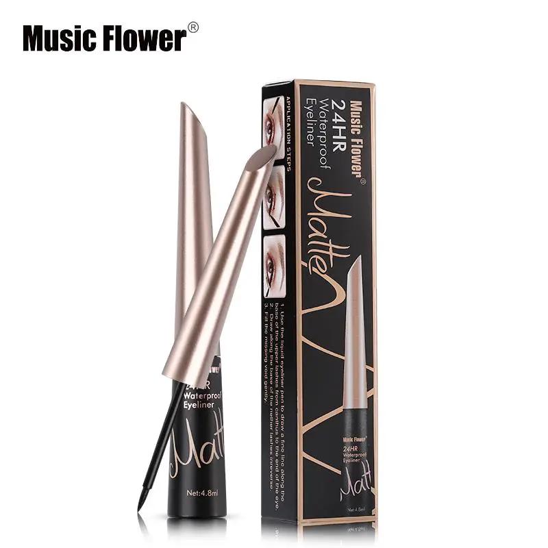 Music Flower Brand Waterproof Liqiud Eyeliner Pencil 24H Long-lasting Matte Eye Liner Delineador Black Eyelid Quick-Dry Makeup by Oz-Direct.com