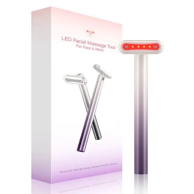 4 in 1 Facial Wand EMS Microcurrent Vibration Warm Red Light Face Lifting Machine Skin Tightening Device Neck Eye Massager Tools by Oz-Direct.com