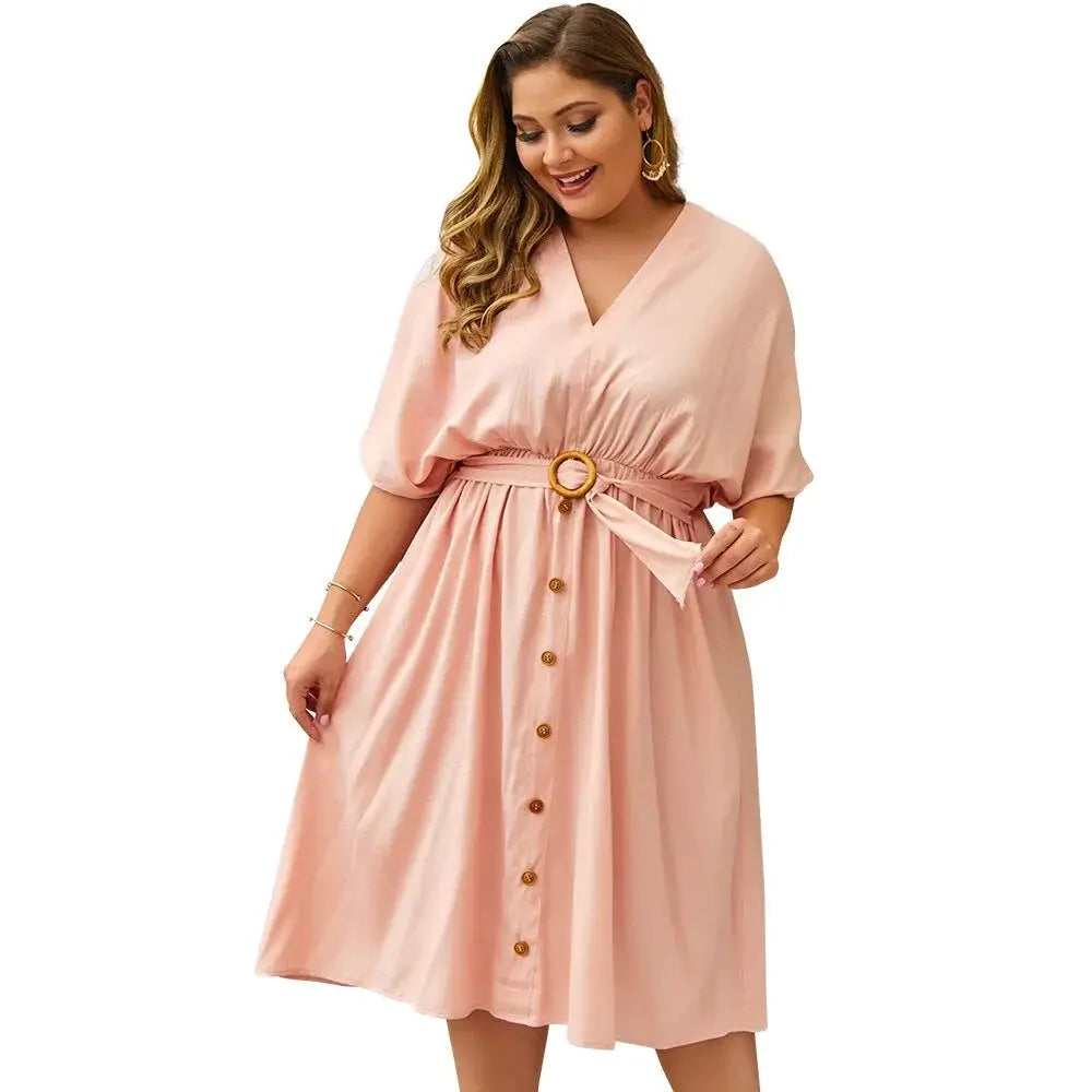 Plus Size Dress Full Sleeve V Neck by Oz-Direct.com