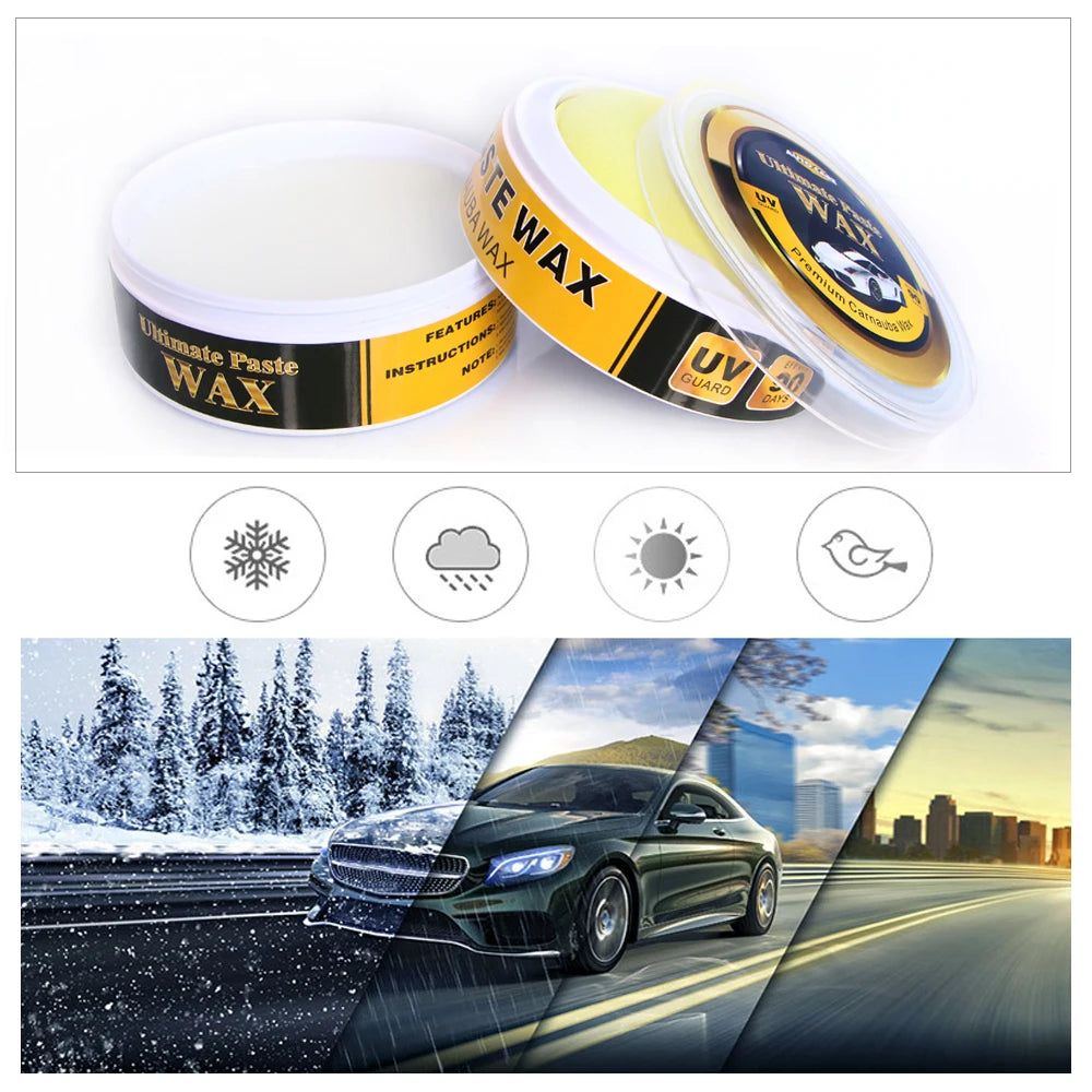 Premium Carnauba Car Wax Crystal Hard Wax Paint Care Scratch Repair Maintenance Wax Paint Surface Coating Free Sponge