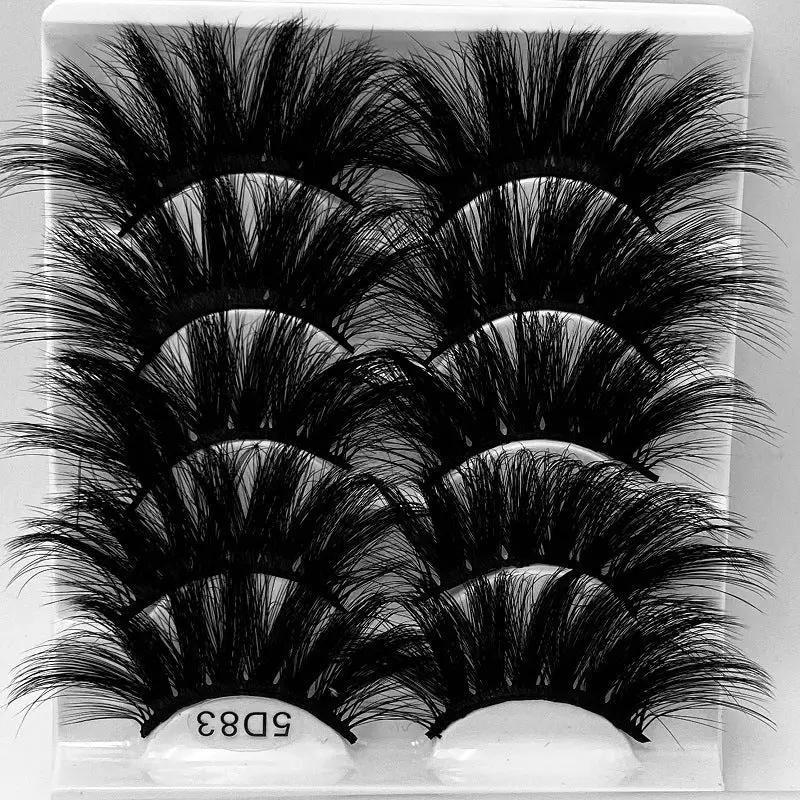 5D 25mm 5 Pairs Mink Eyelashes Multi-Layer Lengthening Thick Thickened False Eyelashes by Oz-Direct.com