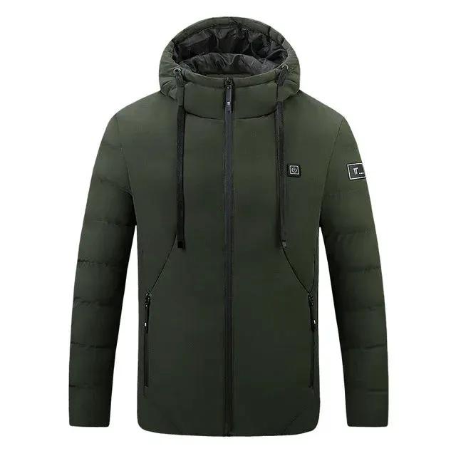 4 Areas Heated Jacket for Men & Women USB Single Control Smart Heating Cotton Clothing Heated Vest Constant Temperature Hooded Jacket by Oz-Direct.com