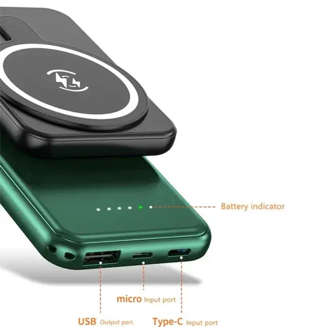 5000mAh Magnetic Wireless Power Bank Phone Charger For iphone 13 12 13Pro 12Pro Max by Oz-Direct.com