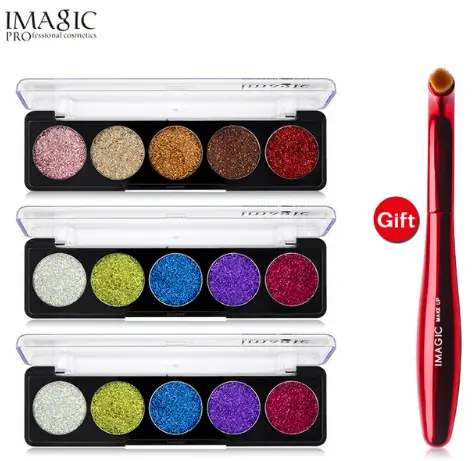 IMAGIC Glitter Eye Shadow Palette Buy 3 Get 1 Gift 3pcs/set 5 Colors Glitters by Oz-Direct.com
