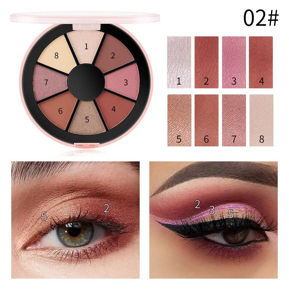 Romantic Beauty 8 Color Round Palette Eyeshadow Pearlescent Matte Eyeshadow Palette by Oz-Direct.com