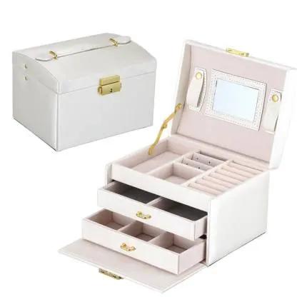 Jewelry Organizer Large Jewelry Box High Capacity Jewelry Casket Makeup Storage Makeup Organizer Leather Beauty Travel Box by Oz-Direct.com