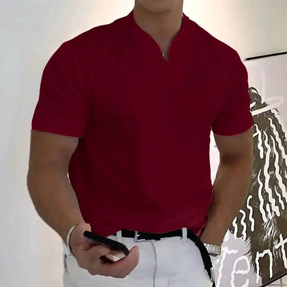 Mens Summer Casual Short Sleeve V-Neck Shirt by Oz-Direct.com