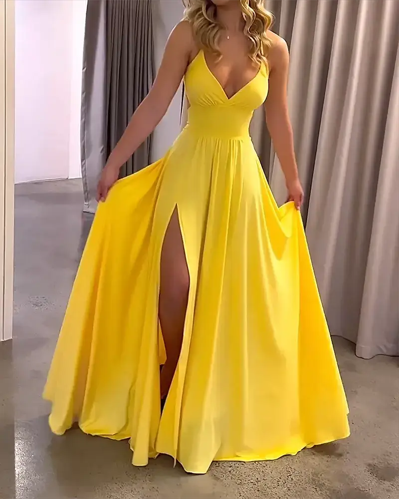 Strappy Dress with Color Slit by Oz-Direct.com