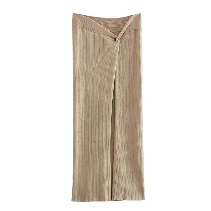 Retro Slit Knotted Knit Skirt Women's Slim Skirt Set by Oz-Direct.com