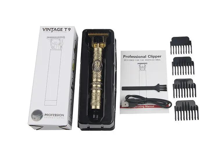 Electric Hair Clipper USB Charging Zinc Alloy Carving Hair Clipper Oil Head Push T9 Push White Shaving Head Scissors Android Charging by Oz-Direct.com